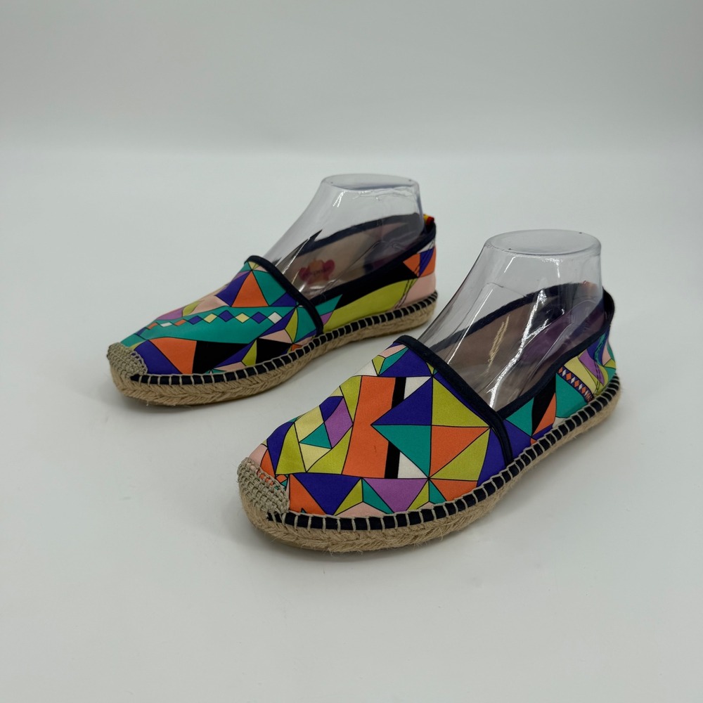 Respoke Geometric Silk Scarf Espadrilles Multicolor Slip On Flats Spain Size 38
